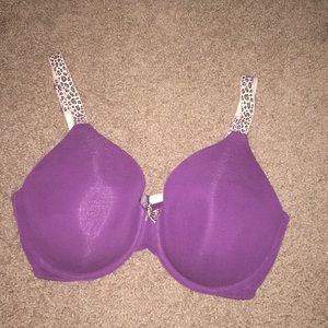Plum 38 DD bra with cheetah print straps